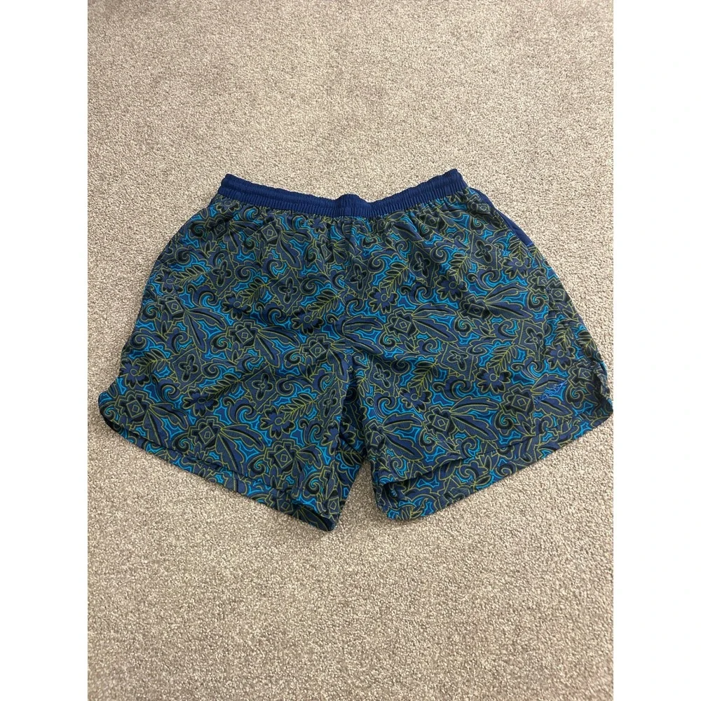 Speedo Swim Trunks Mens L Blue Green Paisley Floral Mesh Lined Excellent Vintage